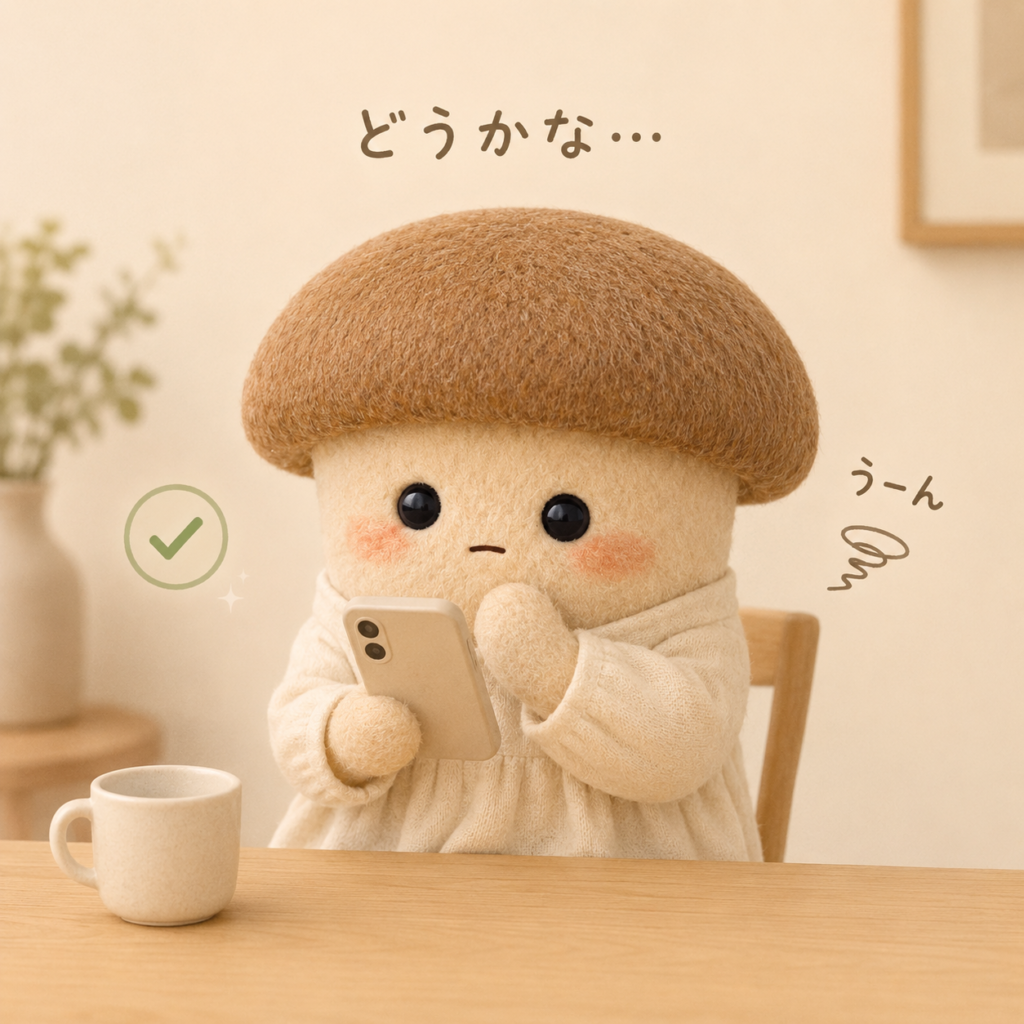 悩むエリンギちゃん