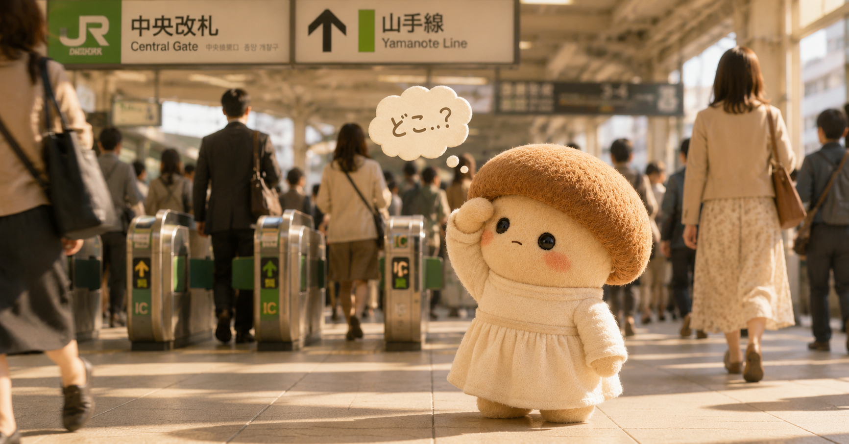 人を探すエリンギちゃん