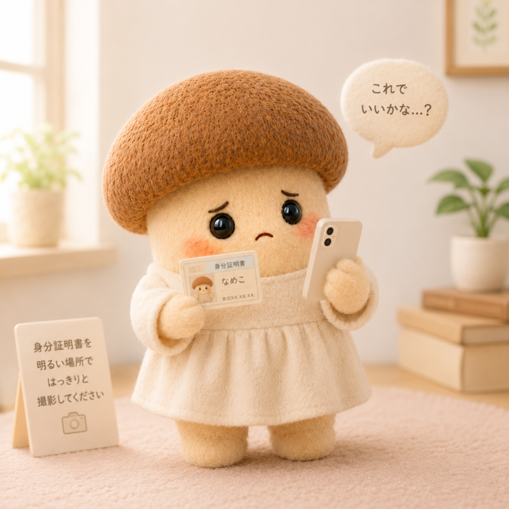 本人確認をするエリンギちゃん