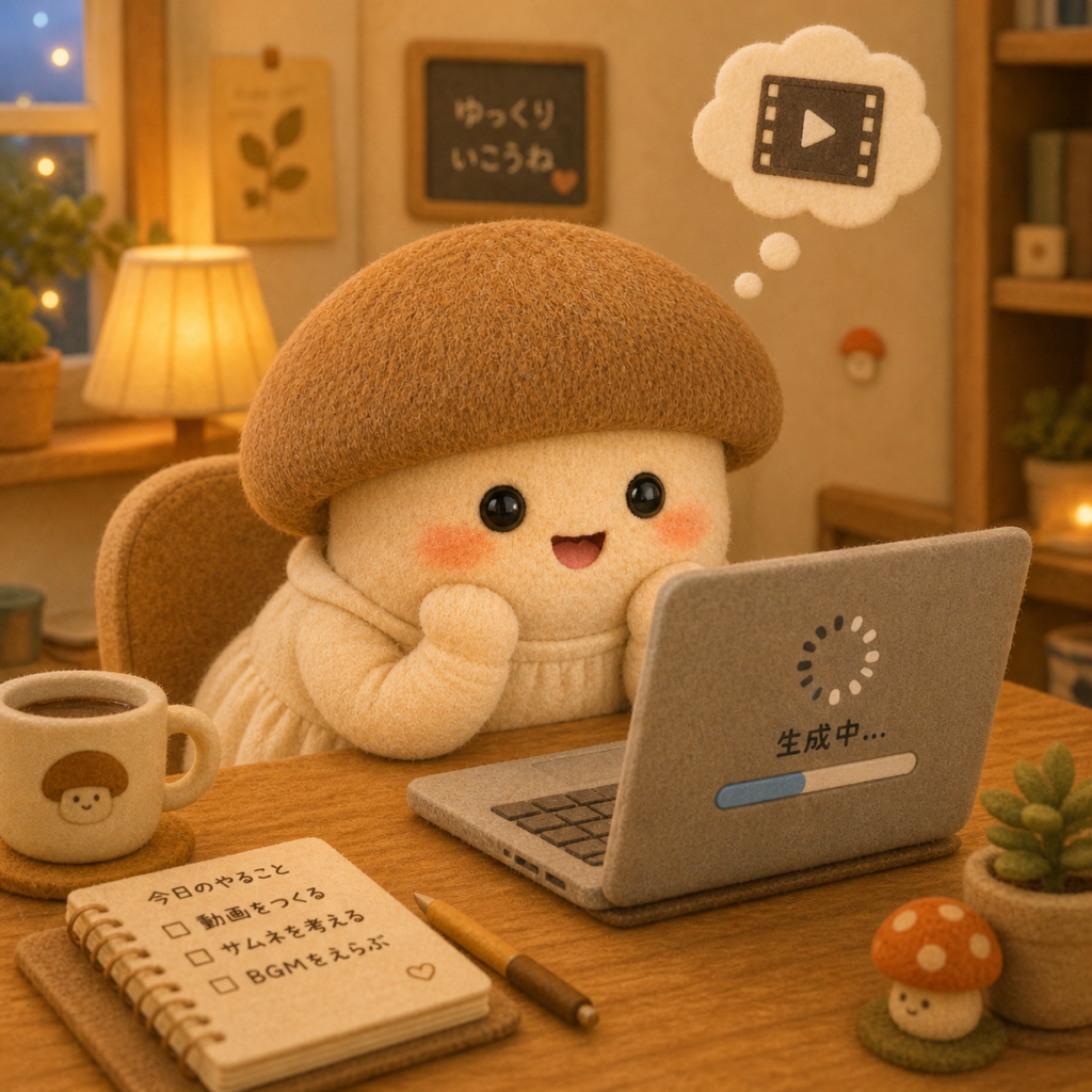 エリンギちゃんが生成を待っている画像