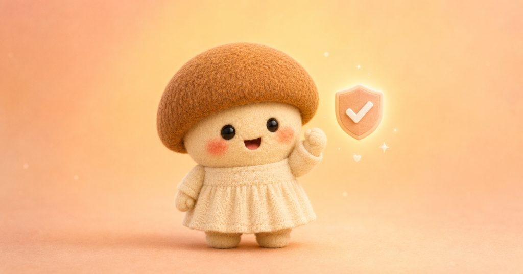安全を確認するエリンギちゃん