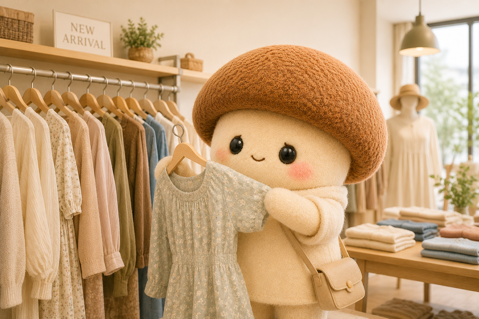 服を選ぶエリンギちゃん