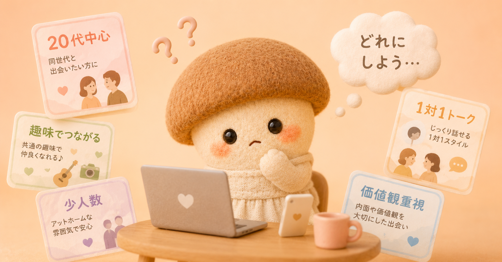 婚活パーティーで迷うエリンギちゃん