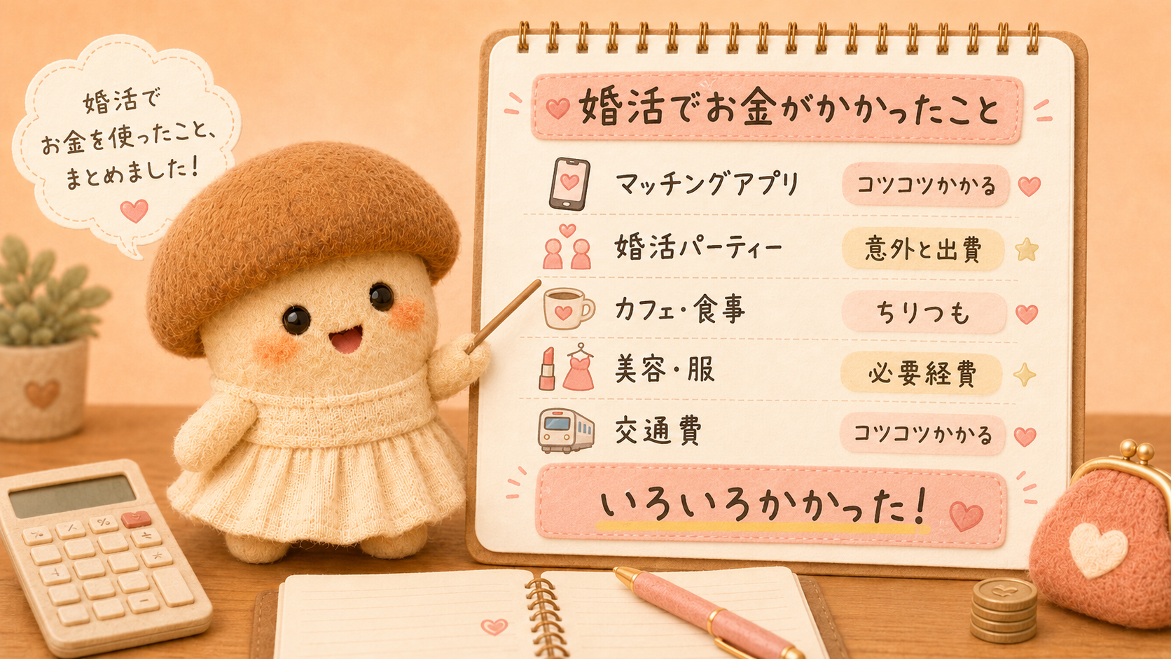 婚活費用について話すエリンギちゃん